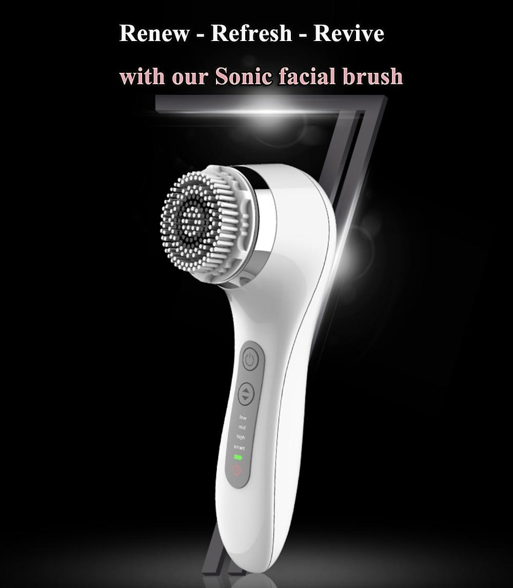 Sonic Powered Electric Facial Cleanser Brush Silicone Deep Pore Cleaning Face Cleaner Ultrasonic Face Massage Foreoing Mini 2