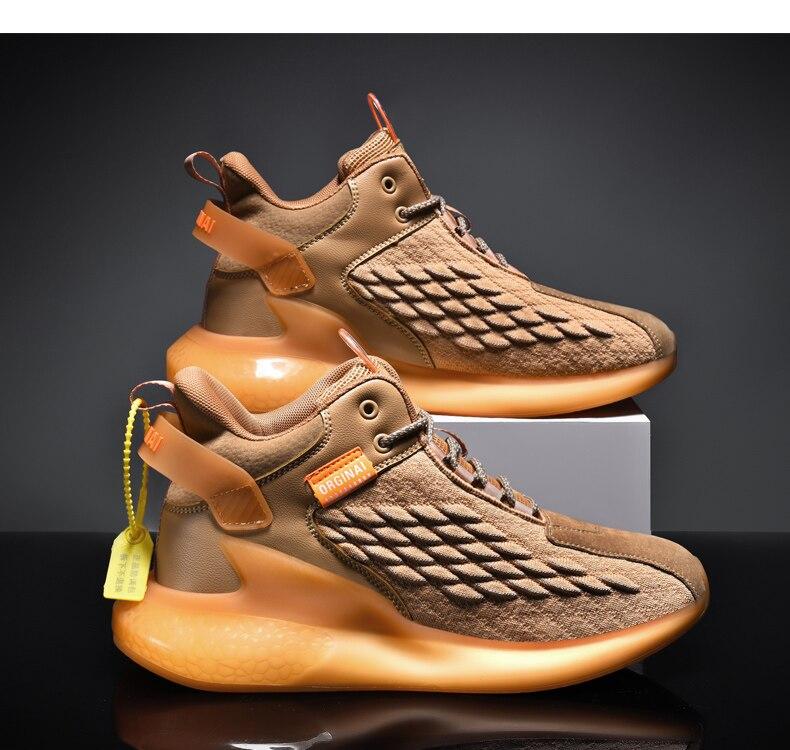 Mens Gym Shoes Fish-scale pattern Breathable non-slip sports basketball shoes Luminous zapatos casuales de los hombres Anti-Odor