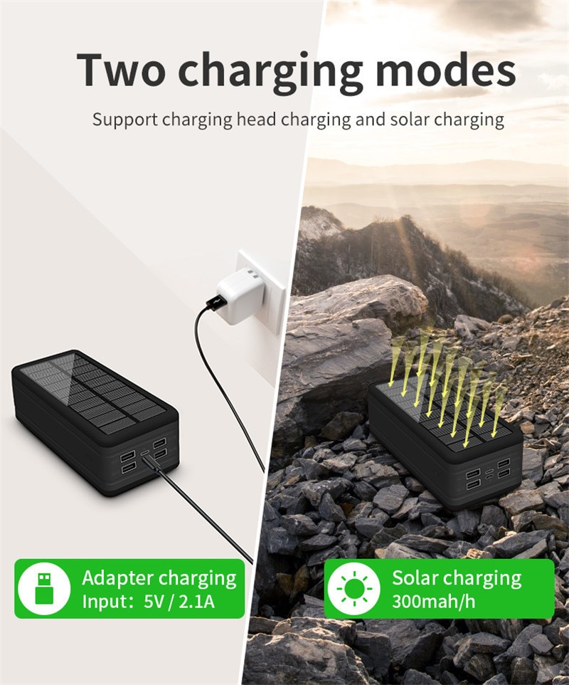 99000 MAH solar battery pack, SOS LED wireless fast charger to charge notebook computers