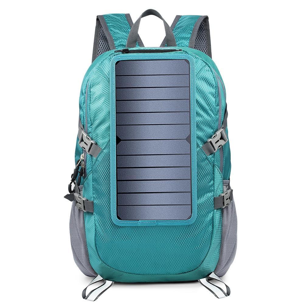 Solar Backpack Foldable Hiking Daypack With 5V Power Supply 6.5W Solar Panel Charge For Cell Phones