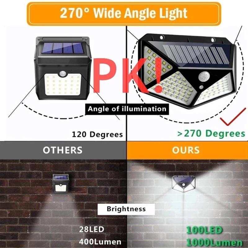 2/4/10PCS 100 LED Solar Light Outdoor Solar Wall Lamp PIR Motion Sensor Lamp Waterproof Solar Light For Garden Decoration Street