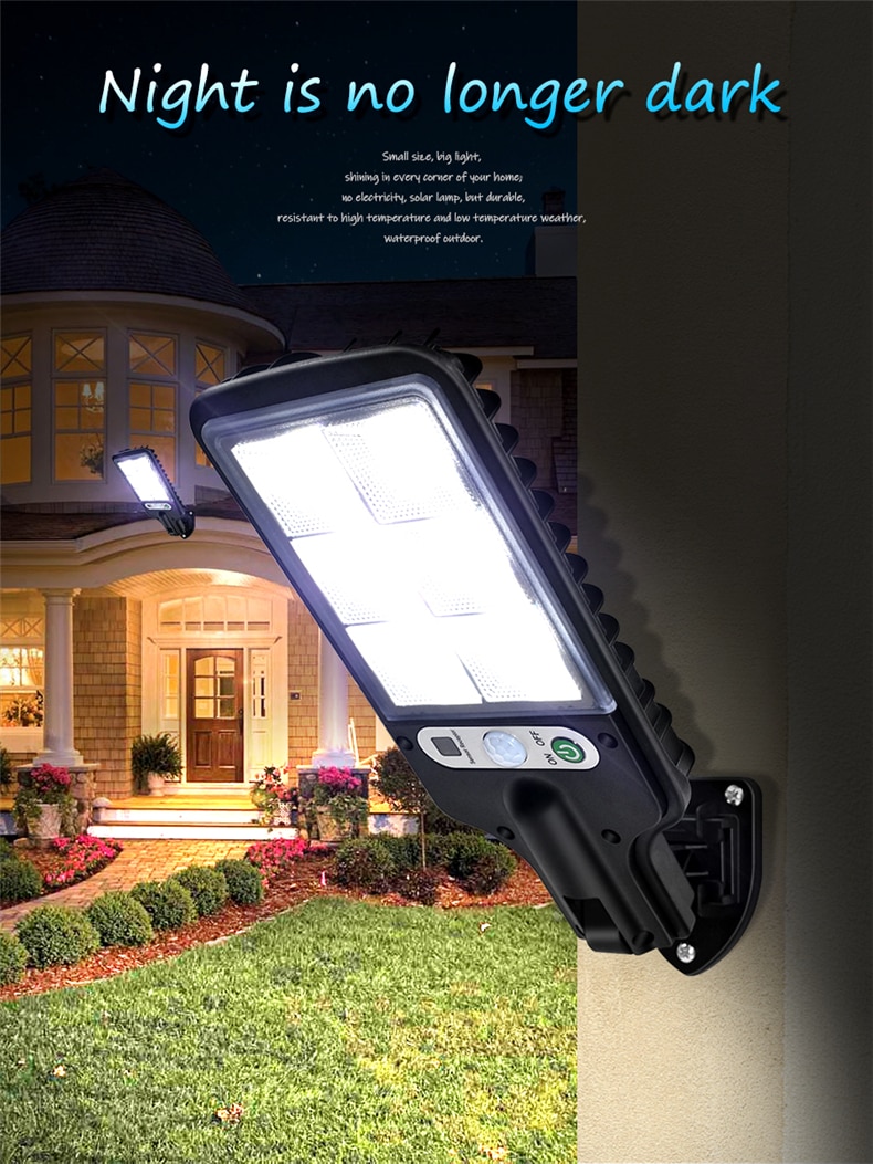 LED Solar Lamp Outdoor Waterproof Motion Sensor Wall Light for Home Walkway Powerful Solar Street Light Garden Decoration
