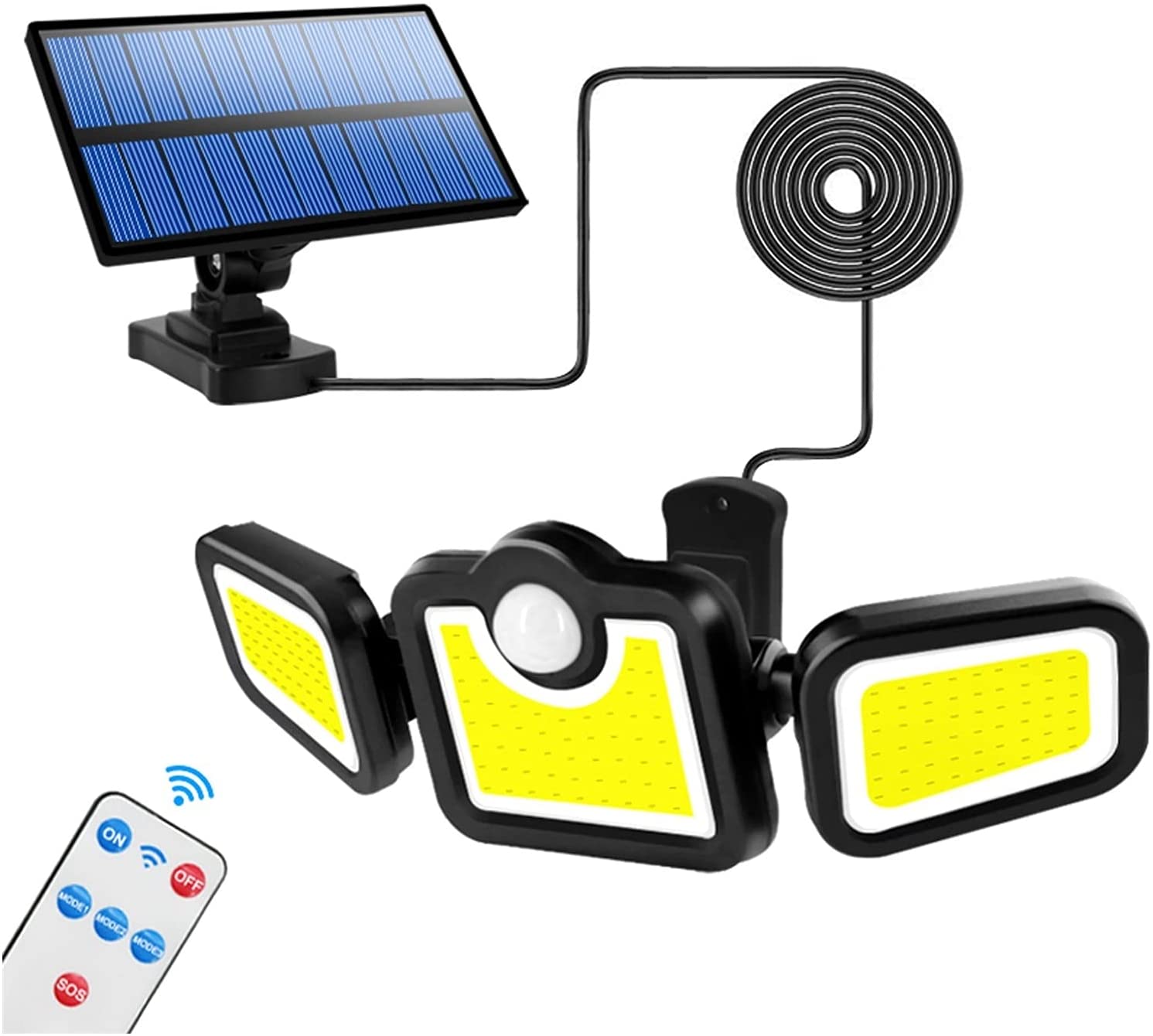LED Solar Lamp Outdoor Waterproof 3 Heads Motion Sensor 270 Wide Angle Solar Powered Garland Led Solar Light for Outdoor Garden