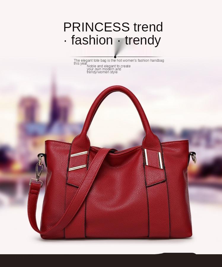 New Women's Bags, European And American Fashion Handbags, Litchi Pattern One-Shoulder Bag, Spring And Summer Large-Capacity Bag