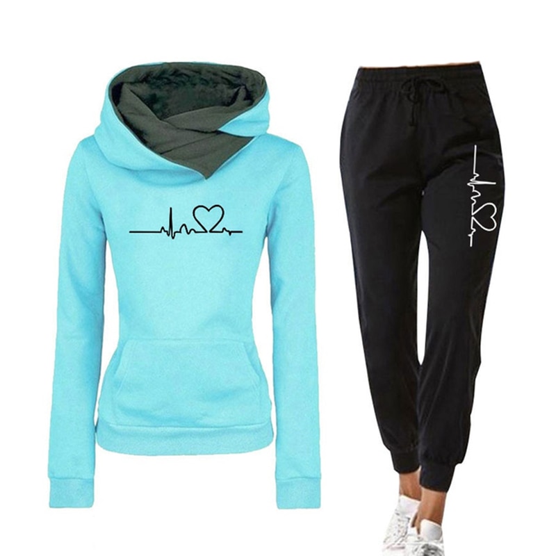 Casual Two Piece Outfits Pullovers Hoodies and Elastic Waist Jogger Pants Spring Autumn Tracksuit Woman Suit Female Sets 2021