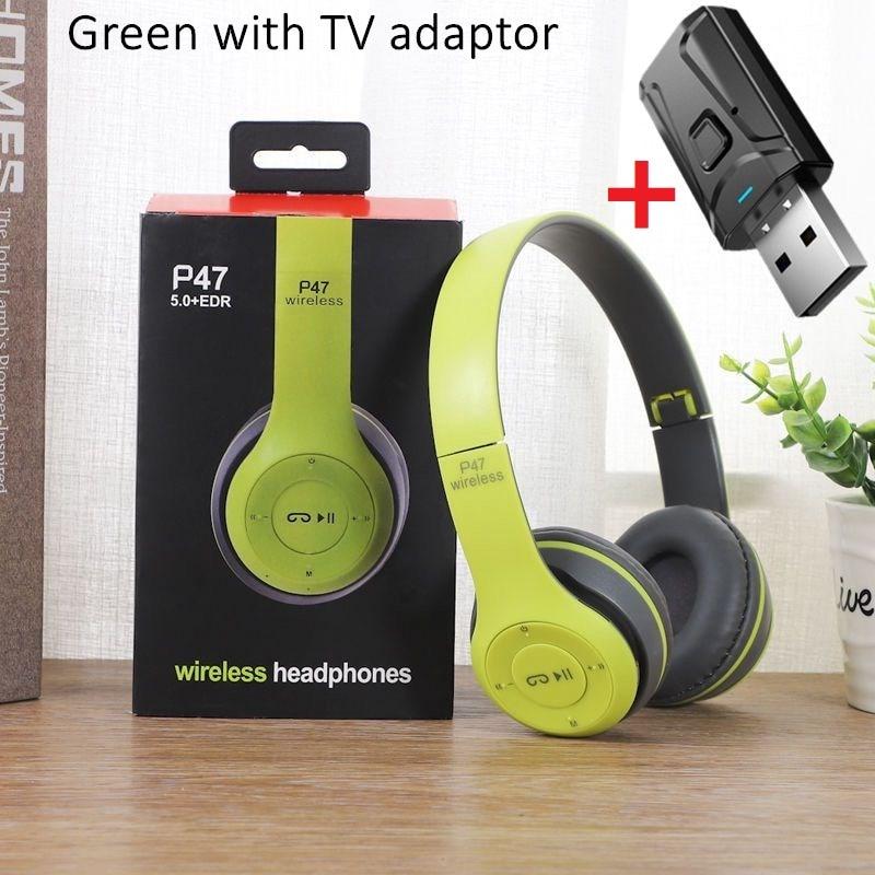 Wireless Headset Foldable Stereo Bass Bluetooth Headphones Kid Girl Helmet Gift,with Mic USB Bluetooth 5.0 Adaptor For TV Gaming