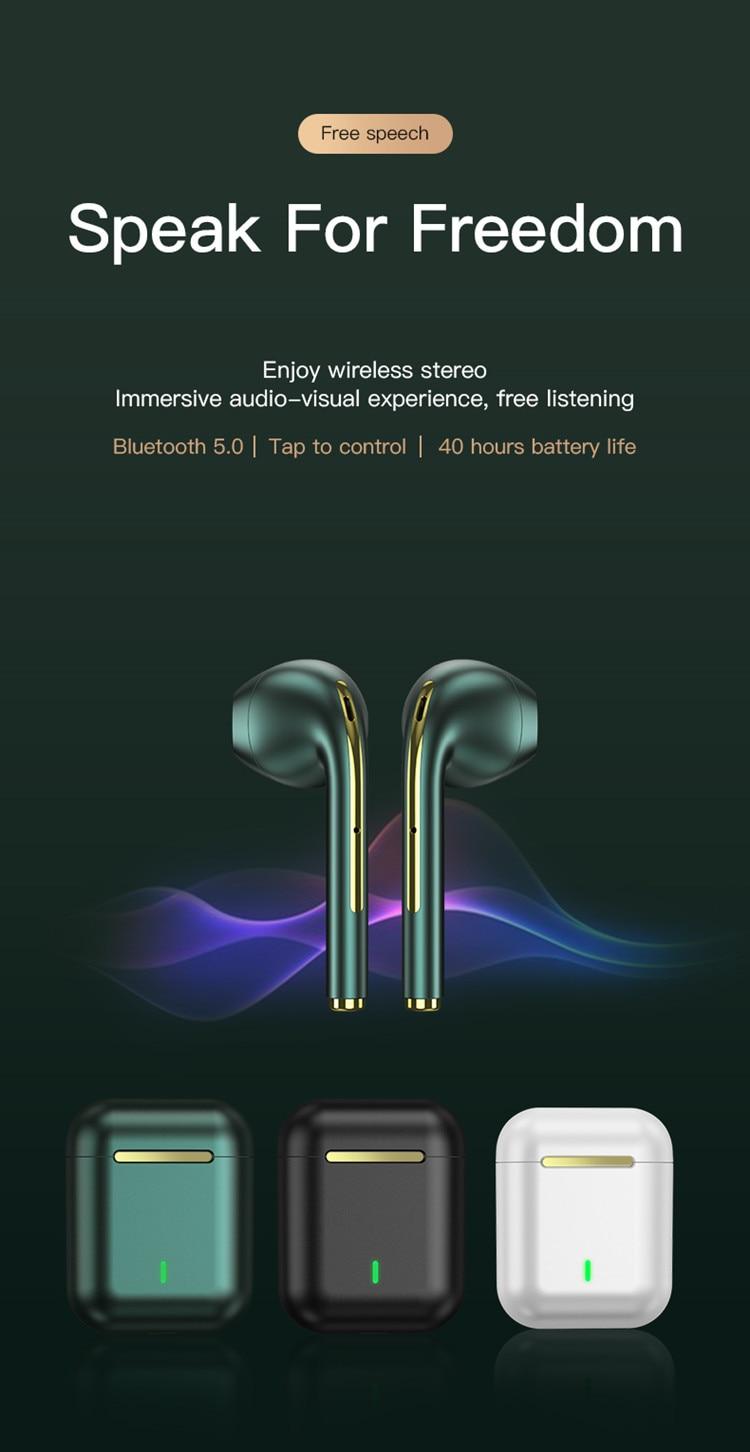 Pink J18 TWS Bluetooth-earbuds True Wireless Headset Gaming Earphone HIFI Stereo Headphones Waterproof For Iphone Xiaomi Huawei