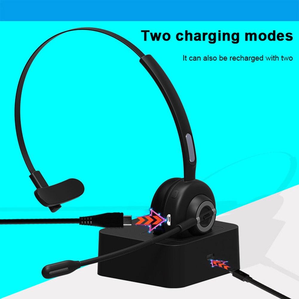 Bluetooth-compatible Call Center Headset Hands-free Wireless Headphones with Mic Noise Cancelling Earphone for Call Center