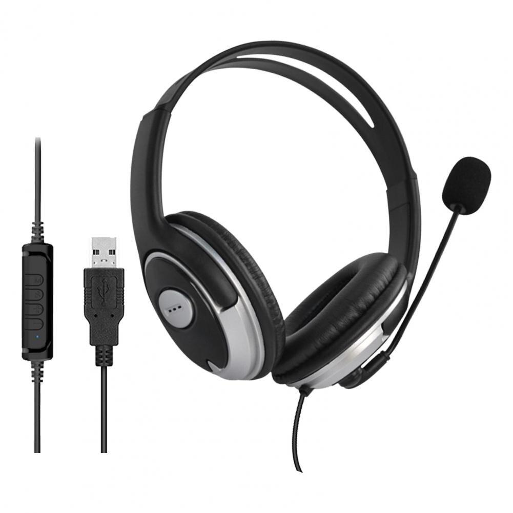Lightweight Convenient USB Stable Transmission Clear Headset Black Headset Clear for Office