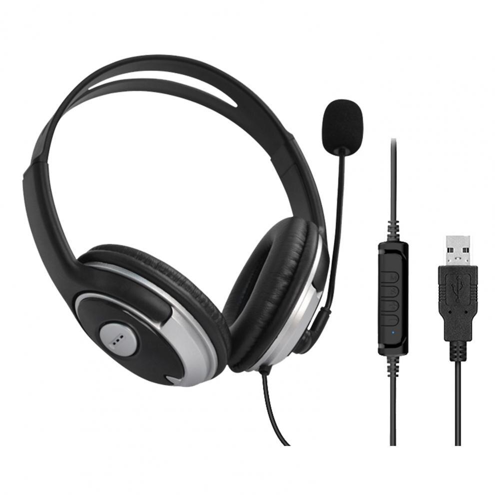 Lightweight Convenient USB Stable Transmission Clear Headset Black Headset Clear for Office