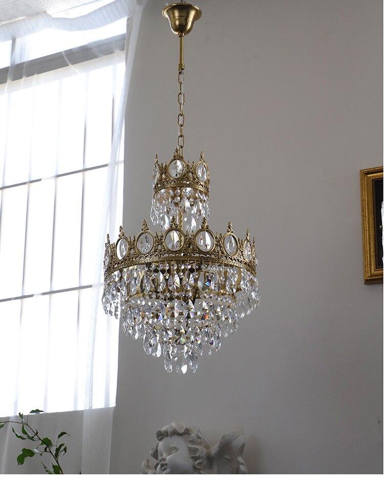 Modern Luxury Crystal Ceiling Chandelier Lighting Medieval Palace Home Decor Living Dining Room Hotel LED Crown Gold Hang Lamp