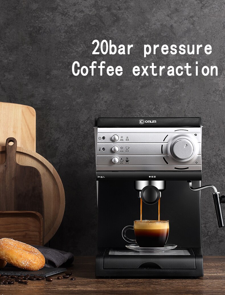 Italian Espresso Cafe Machine Semi-automatic Pump Steam Coffee Maker High Pressure 20Bar Cappuccino Latte Milk Frother Maker