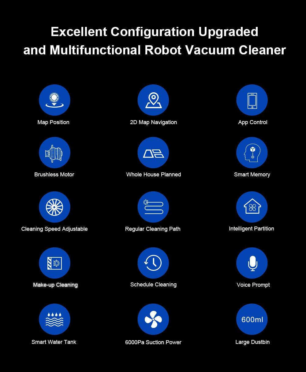 LIECTROUX C30B Robot Vacuum Cleaner AI Map Route,Memory,Super Smart Partition,WiFi App,6000Pa Suction,Electric WaterTank,Wet Mop