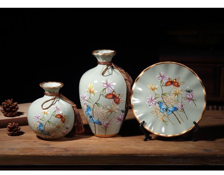 4 Pieces/Set European Ceramic Vase With Flowers Ornament Nordic Home Decor Modern Vase Living Room Decoration Accessories Vases