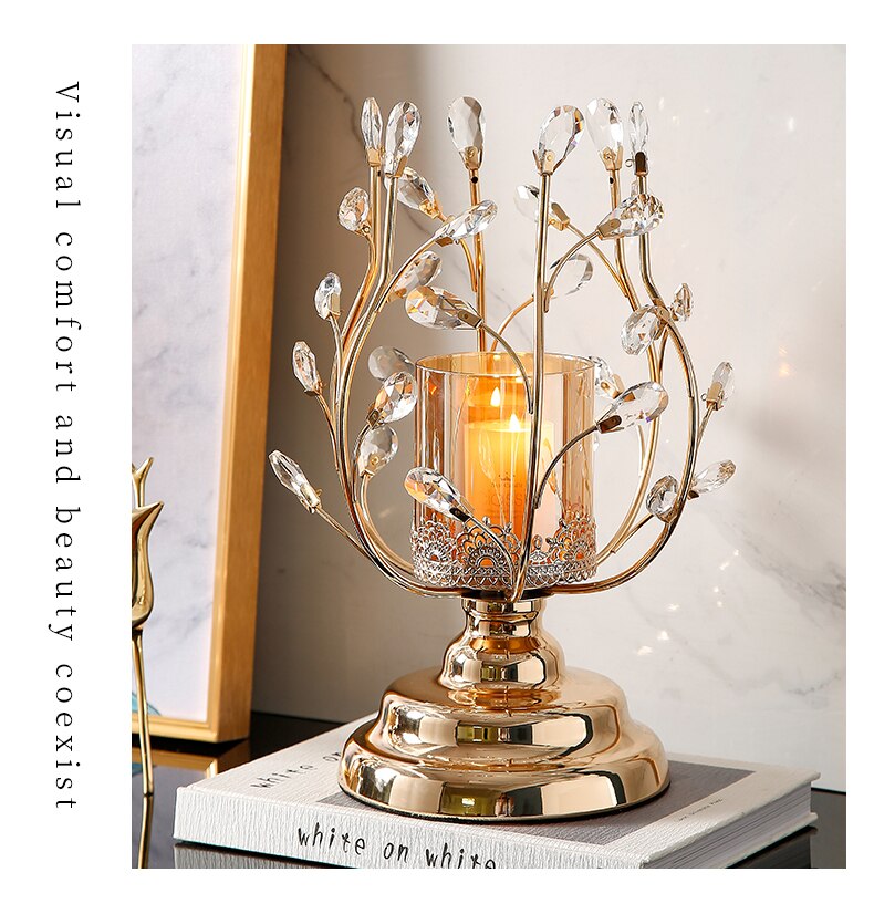 European Home Decoration Glass Candle Holder Golden Decoration Living Room Wedding Decoration Crystal Chandeliers Modern Docer