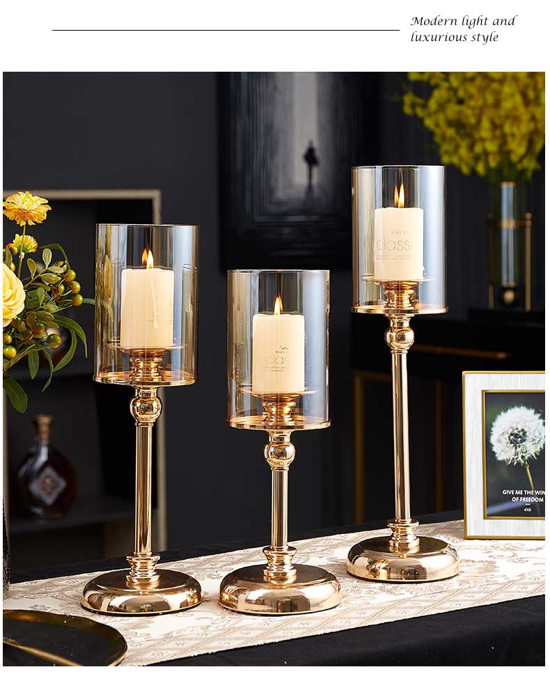 European Decor Wedding Centerpieces Home Decoration Glass Candle Holders Center Table Living Room Crystal Candelabra Candlestick
