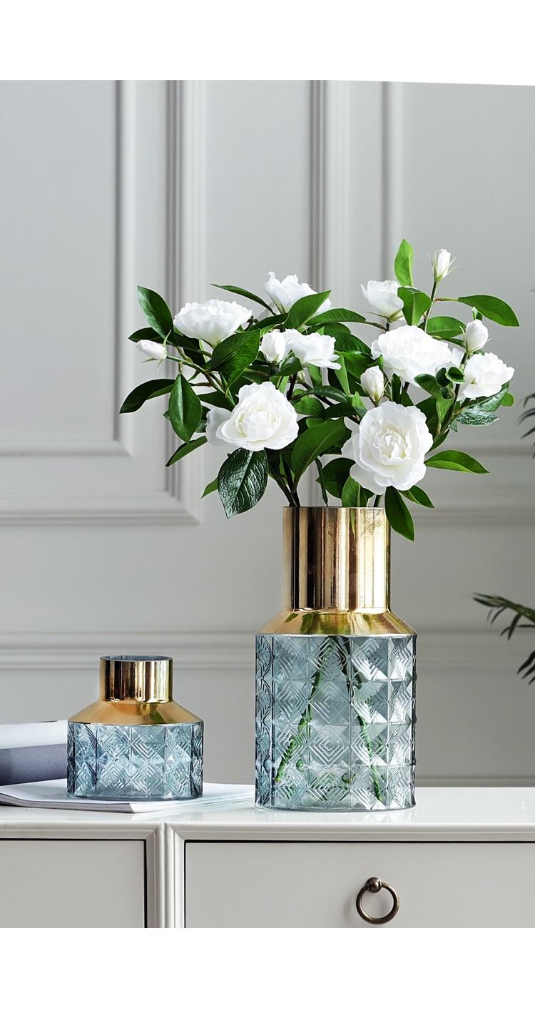 Modern Luxury Glass Vases Crafts Table Hydroponic Flower Arrangement Bottle Home Living Room Office Flower Vase Home Decoration