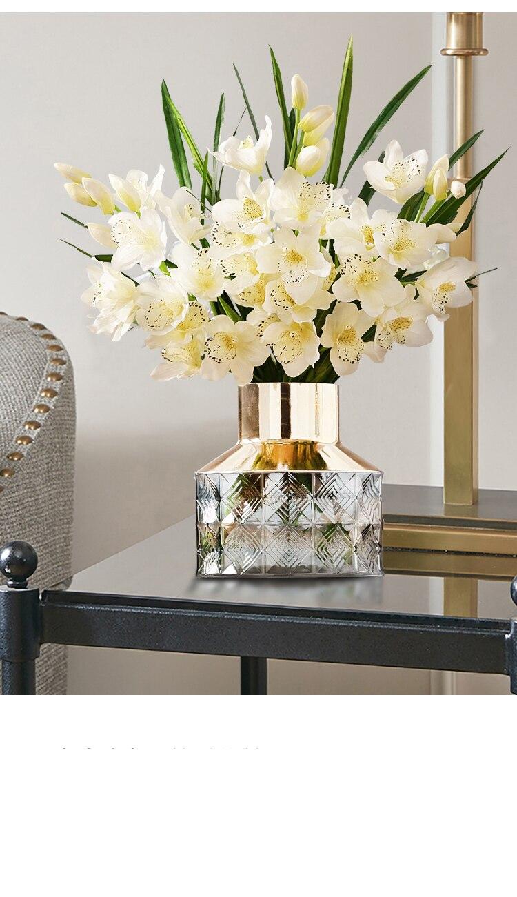 Modern Luxury Glass Vases Crafts Table Hydroponic Flower Arrangement Bottle Home Living Room Office Flower Vase Home Decoration