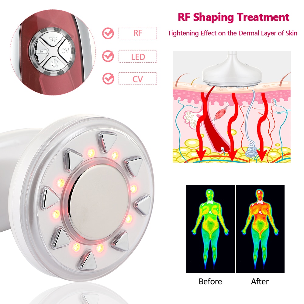 RF Ultrasonic Slimming Massager 3D Body Shaping LED Fat Burner Anti Cellulite Firming Skin Tightening Weight Loss Beauty Device