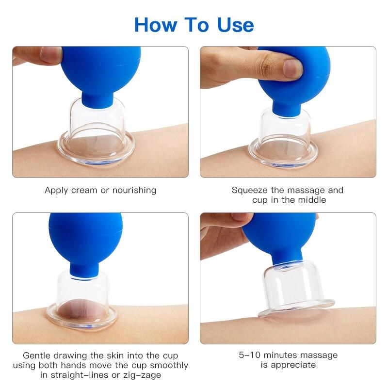 2/4Pcs Vacuum Cupping Cups Set Rubber Head Glass Anti Cellulite Massage Chinese Therapy Medical Massager for Body Massage Cans