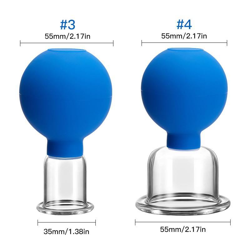 2/4Pcs Vacuum Cupping Cups Set Rubber Head Glass Anti Cellulite Massage Chinese Therapy Medical Massager for Body Massage Cans