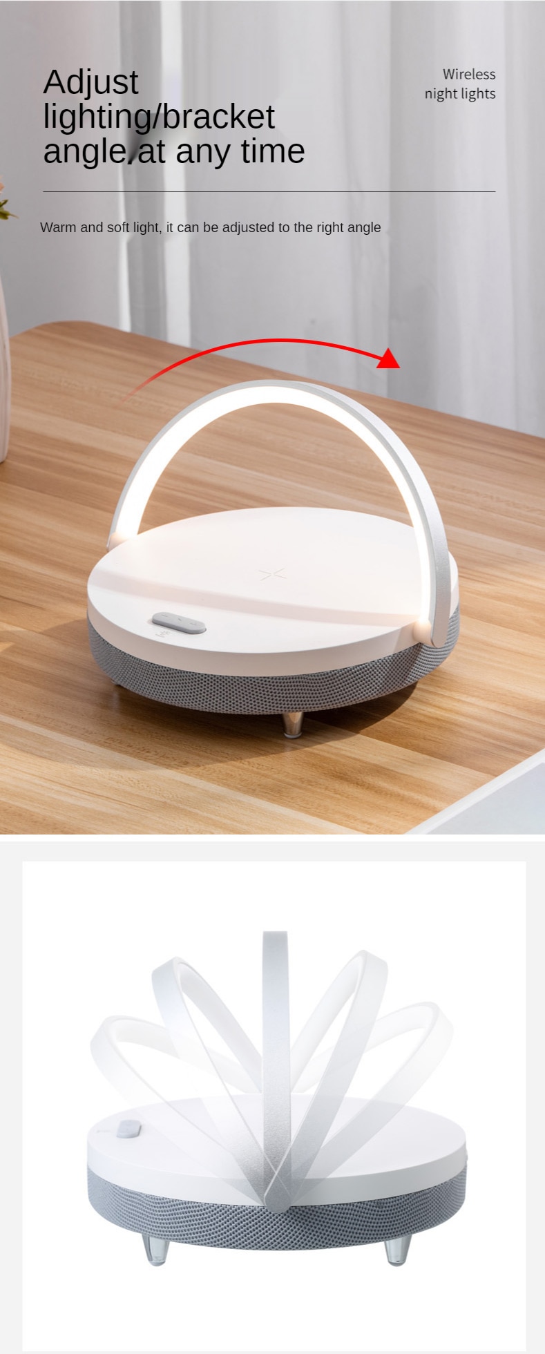 S21 Pro Bluetooth Speaker Wood Wireless Chargers LED Lamp for iPhone 13 13Pro 12 Holder 15W High Power Fast Charging Stand