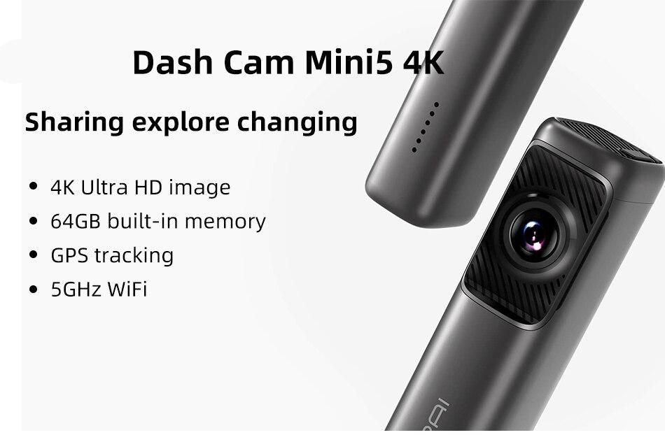 DDPai Dash Cam Mini5 4K 2160P UHD DVR Car Camera Android 5GHz Wifi Auto Drive Vehicle Video Recroder GPS Tracker Build-in 64GB