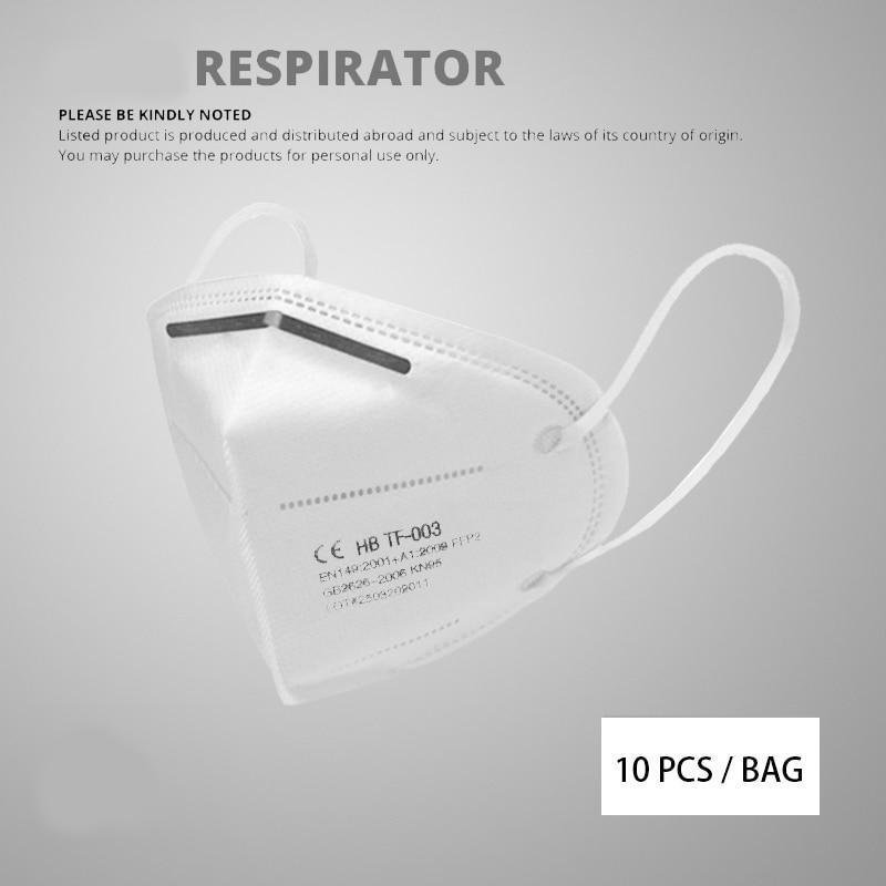 10 Pcs KN95 Face Masks Dust Respirator KN95 Mouth Masks Adaptable Against Pollution Breathable Mask Filter (not for medical use)