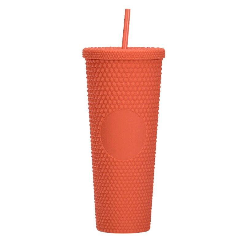 1pcs Diamond Ray Goddess Cup 710ml Summer Cold Water Cup Tumbler with Straw Double Layer Plastic Durian Coffee Cup