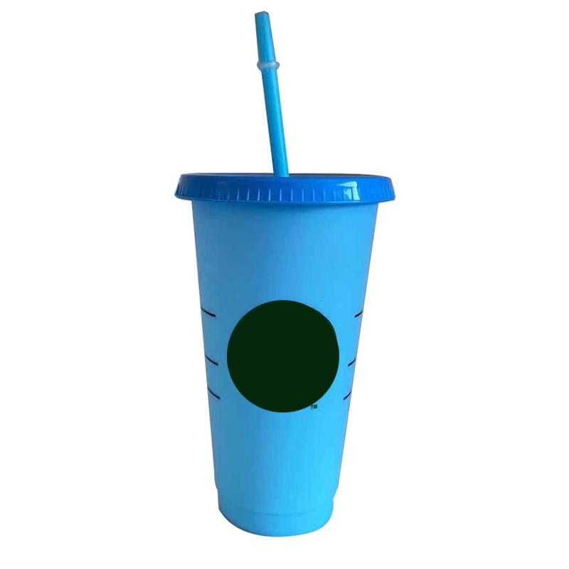 700ml Straw Cup With Lid With Logo Color Change Coffee Cup Reusable Cups Plastic Tumbler Matte Finish Coffee mug tazas