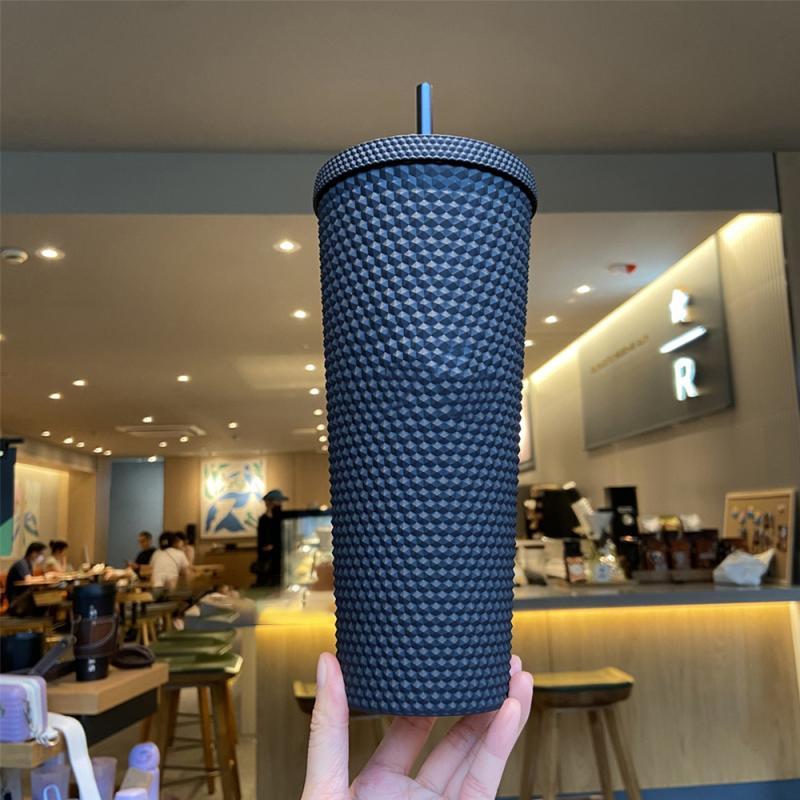 710ml Diamond Radiant Durian Cup with Straw with Logo with Gift Double-Layer Reusable AS Material Tumbler Coffee Cup Dropship