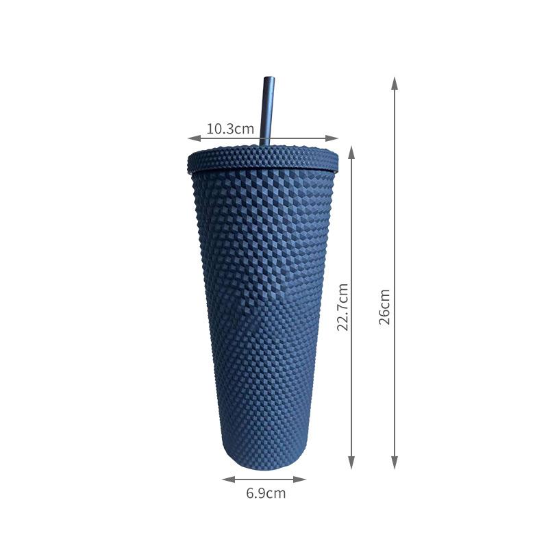 710ml Diamond Radiant Durian Cup with Straw with Logo with Gift Double-Layer Reusable AS Material Tumbler Coffee Cup Dropship