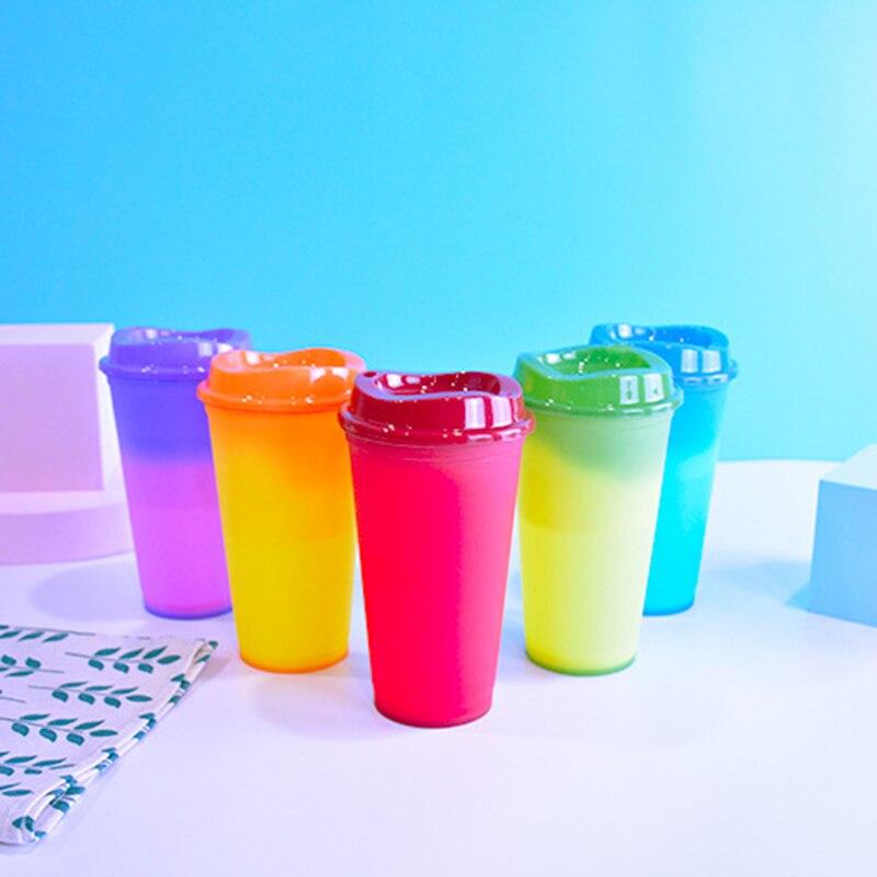 473ml/16floz Hot Drink Cup 5Colors Reusable Color Changing Coffee Cups Coffee Mug Tumblers Kitchen Accessories High Quality Cups