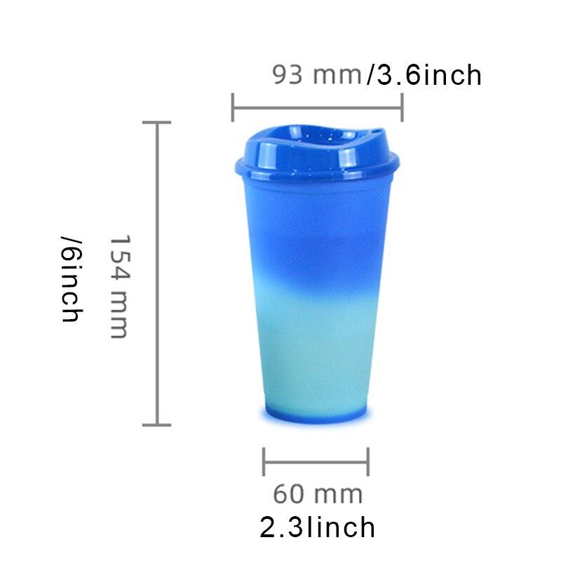 473ml/16floz Hot Drink Cup 5Colors Reusable Color Changing Coffee Cups Coffee Mug Tumblers Kitchen Accessories High Quality Cups