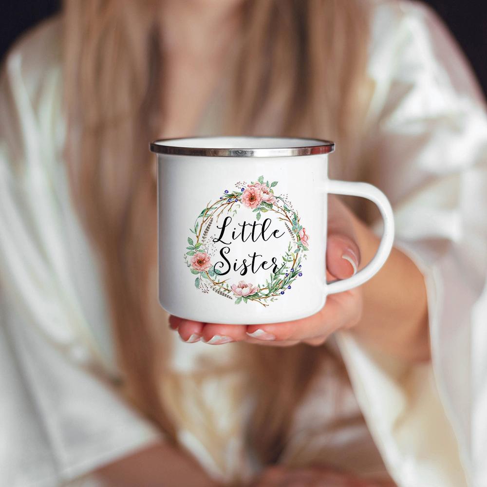 Big Sister Little Sister Garland Unicorn Enamel Coffee Mugs Tumblers Creative Sisters Gifts Home Office Breakfast Milk Oat Cups