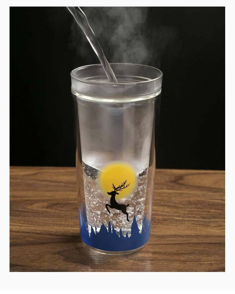 High-end Creative Cartoon Straw Double-layered Glass Cup Cute Household Milk Straw Cup with Lid Reusable Cup Cold Tumbler Cup