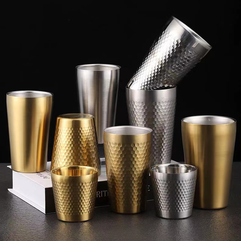 Double-layer Gold/Silver Reusable Cup Water Tumbler Stanley Mug Stainless Steel Drink Cup For Party Insulation Hot Water Kettle