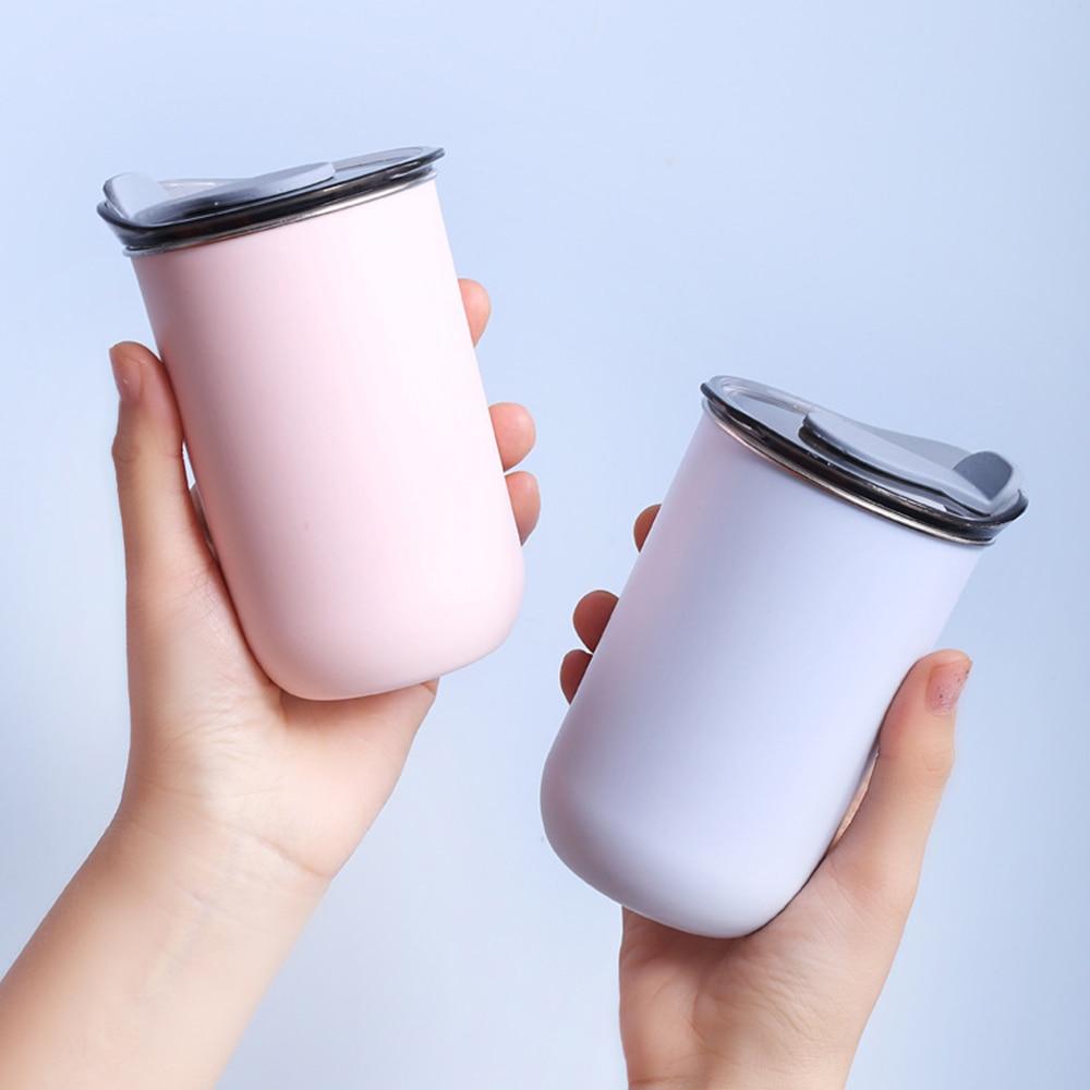 Portable Coffee Tumbler Stainless Steel with Lid Spill-Proof Travel Carry-on Cup Easy to Wash Placement Stability Cup