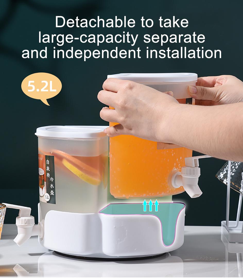 3 in 1 Rotated Beverage Drinking Dispenser With 3 Tap Detachable Fridge Cold Kettle Water Bottle Portable Drinkware Container