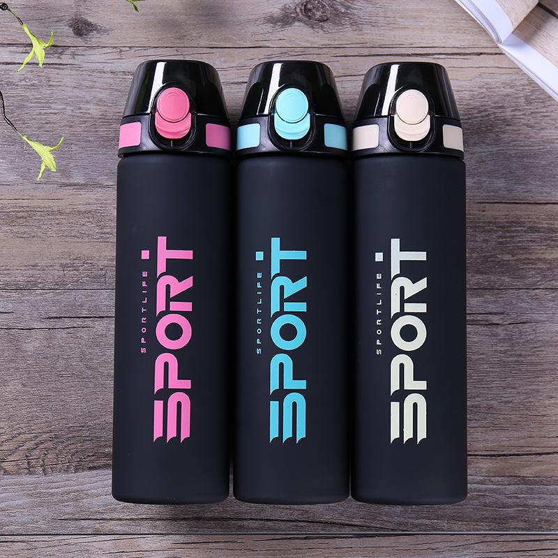 550ml/750ml High Quality Plastic Water Bottle With Straw Portable Gym Fitness Sports Shaker Drink Bottles Eco-Friendly